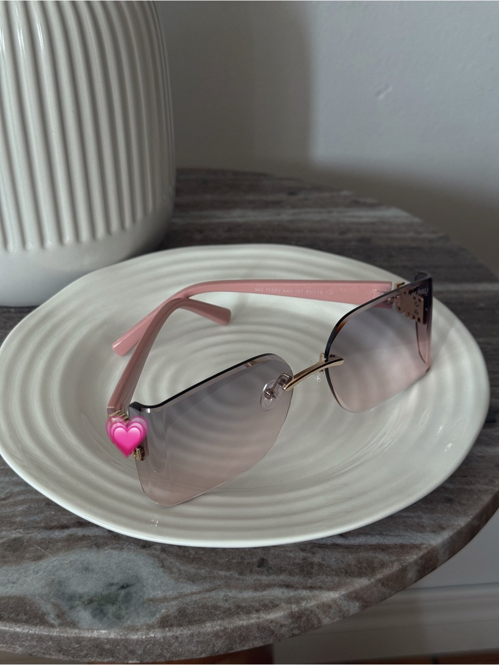 Pink Gradient Rimless Shield Sunglasses